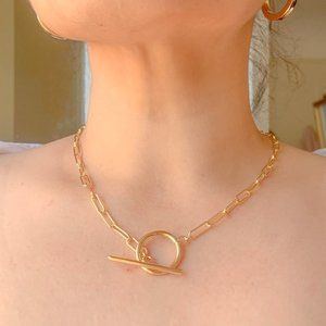 18K Gold Plated Necklace, Long Oval Link Chain​​​​​​​​​​​​​​​​​​​​​​​​​